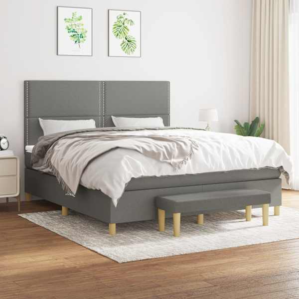 Kontinentaalvoodi koos madratsiga, tumehall, 180 × 200 cm, kangas — mudel 3137094
