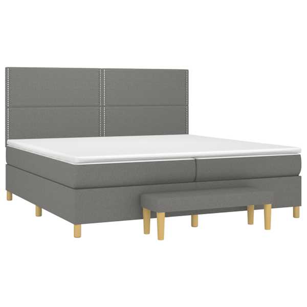 Kontinentaalvoodi koos 2 madratsiga, tumehall, 200 × 200 cm, kangas — mudel 3137102