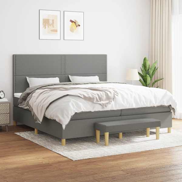 Kontinentaalvoodi koos 2 madratsiga, tumehall, 200 × 200 cm, kangas — mudel 3137102