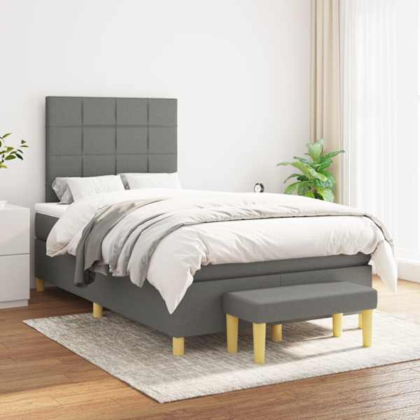 Kontinentaalvoodi koos madratsiga, tumehall, 120 × 200 cm, kangas — mudel 3137142