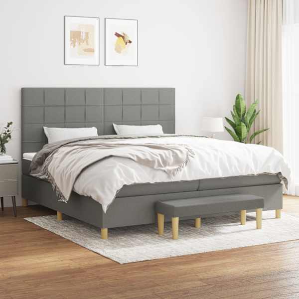 Kontinentaalvoodi koos 2 madratsiga, tumehall, 200 × 200 cm, kangas — mudel 3137182