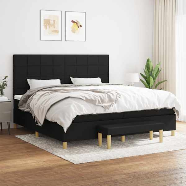 Kontinentaalvoodi koos 2 madratsiga, must, 200 × 200 cm, kangas — mudel 3137183
