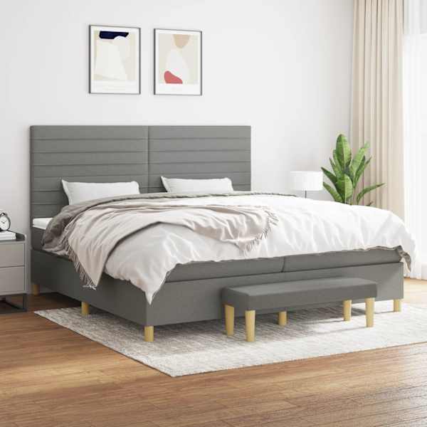 Kontinentaalvoodi koos 2 madratsiga, tumehall, 200 × 200 cm, kangas — mudel 3137262