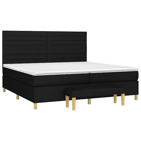 Kontinentaalvoodi koos 2 madratsiga, must, 200 × 200 cm, kangas — mudel 3137263