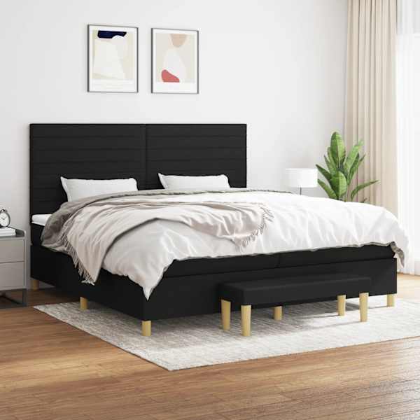 Kontinentaalvoodi koos 2 madratsiga, must, 200 × 200 cm, kangas — mudel 3137263