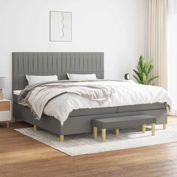 Kontinentaalvoodi koos 2 madratsiga, tumehall, 200 × 200 cm, kangas — mudel 3137342