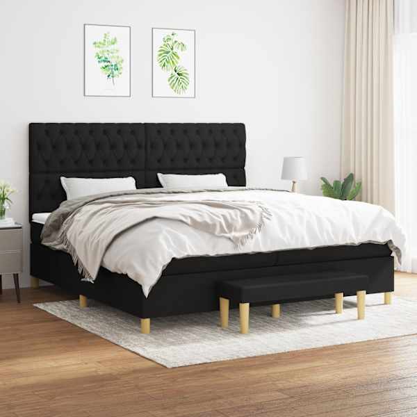 Kontinentaalvoodi koos 2 madratsiga, must, 200 × 200 cm, kangas — mudel 3137423