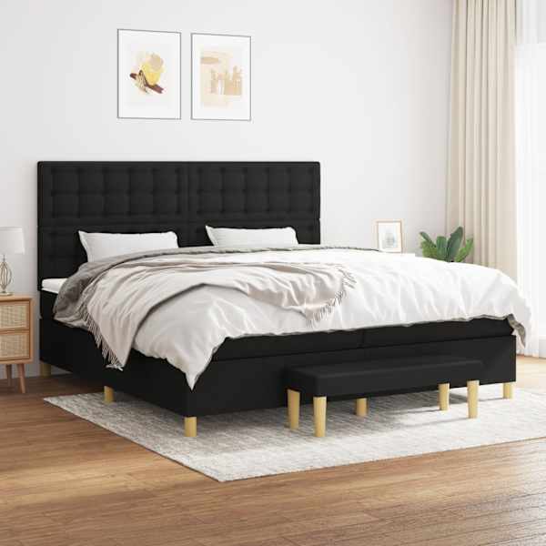 Kontinentaalvoodi koos 2 madratsiga, must, 200 × 200 cm, kangas — mudel 3137503