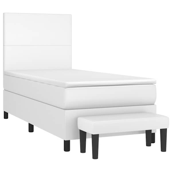 Kontinentaalvoodi koos madratsiga, valge, 90 × 200 cm, kunstnahk — mudel 3137522