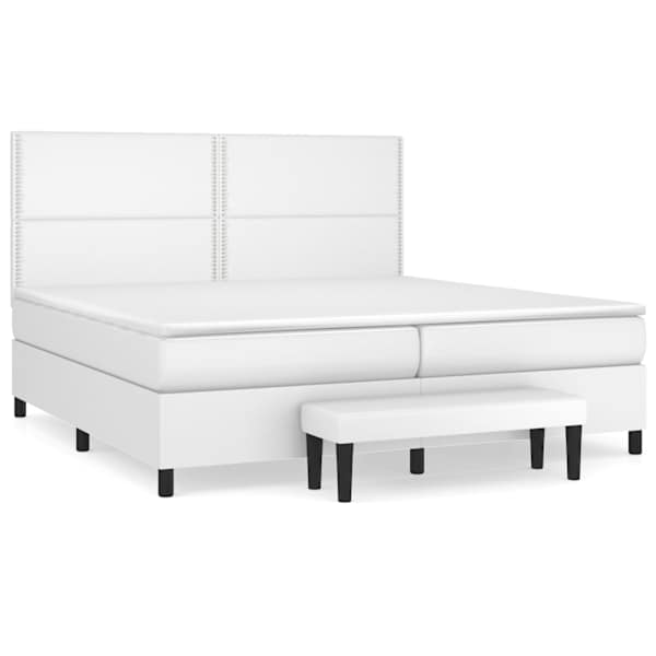 Kontinentaalvoodi koos 2 madratsiga, valge, 200 × 200 cm, kunstnahk — mudel 3137624