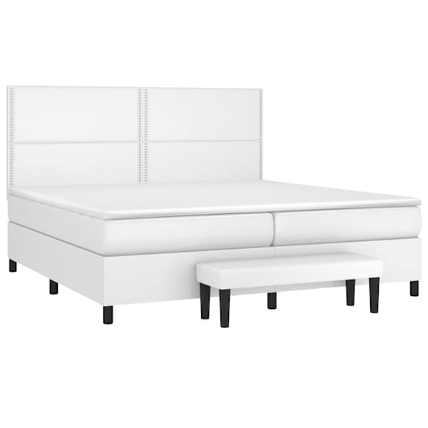 Kontinentaalvoodi koos 2 madratsiga, valge, 200 × 200 cm, kunstnahk — mudel 3137624