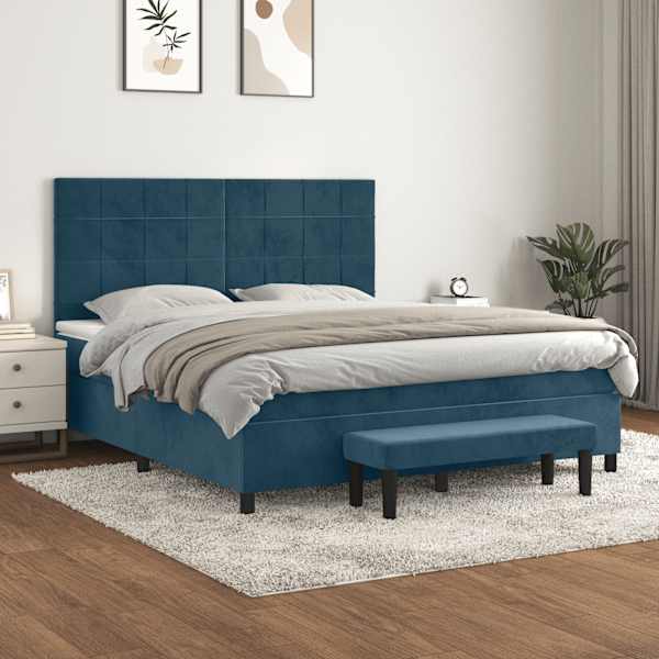 Kontinentaalvoodi koos madratsiga, tumesinine, 180 × 200 cm, samet — mudel 3137861