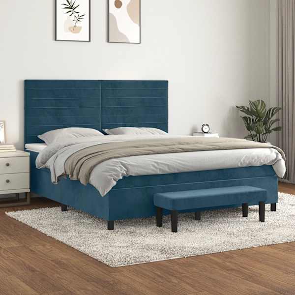 Kontinentaalvoodi koos madratsiga, tumesinine, 180 × 200 cm, samet — mudel 3137921