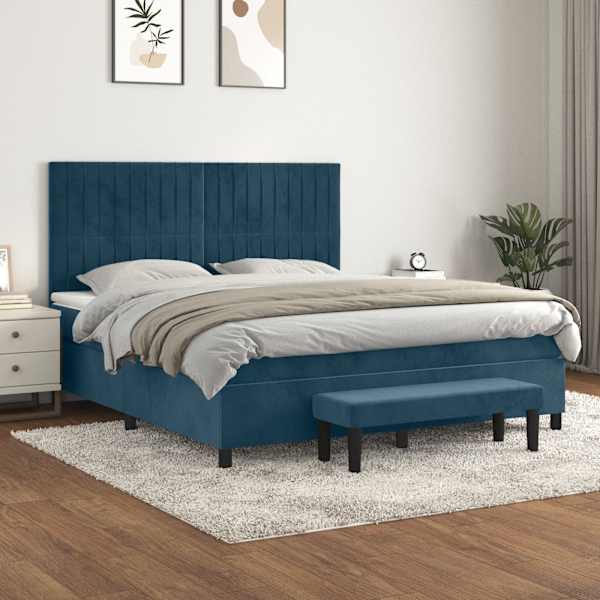 Kontinentaalvoodi koos madratsiga, tumesinine, 180 × 200 cm, samet — mudel 3137981