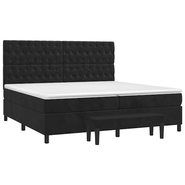 Kontinentaalvoodi koos 2 madratsiga, must, 200 × 200 cm, samet — mudel 3138045