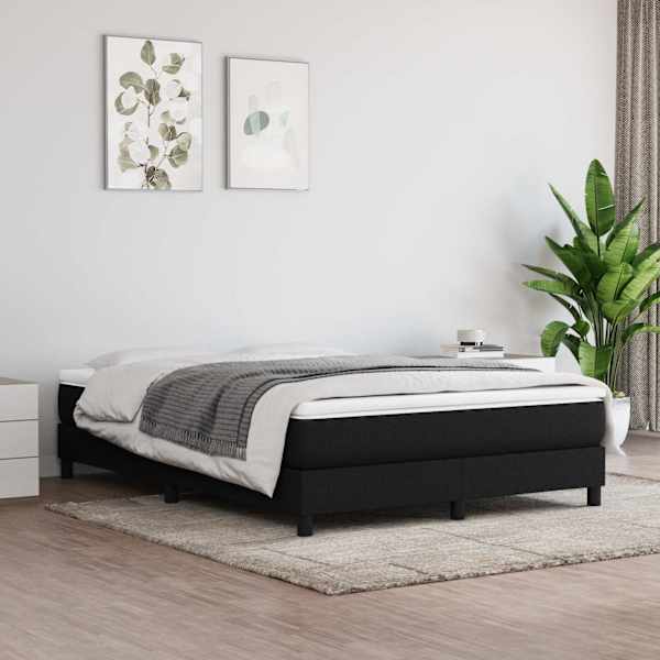 Kontinentaalvoodi koos madratsiga, must, 140 × 190 cm, kangas — mudel 3144071