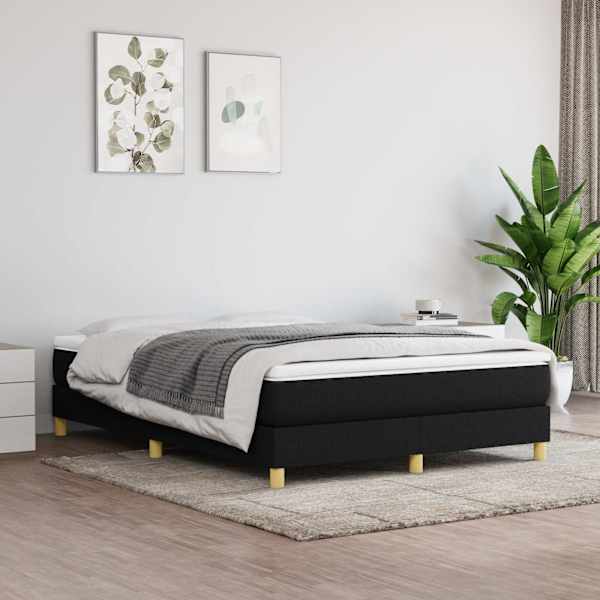 Kontinentaalvoodi koos madratsiga, must, 140 × 200 cm, kangas — mudel 3144177