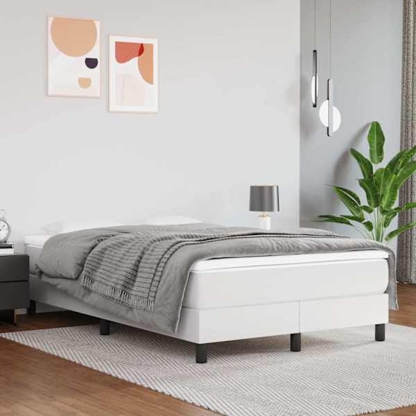 Kontinentaalvoodi koos madratsiga, valge, 120 × 200 cm, kunstnahk — mudel 3144250