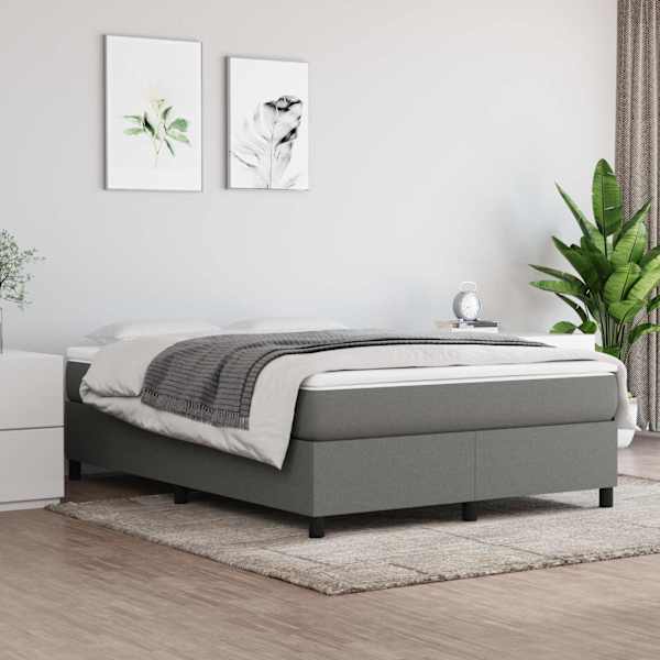Kontinentaalvoodi koos madratsiga, tumehall, 140 × 200 cm, kangas — mudel 3144424