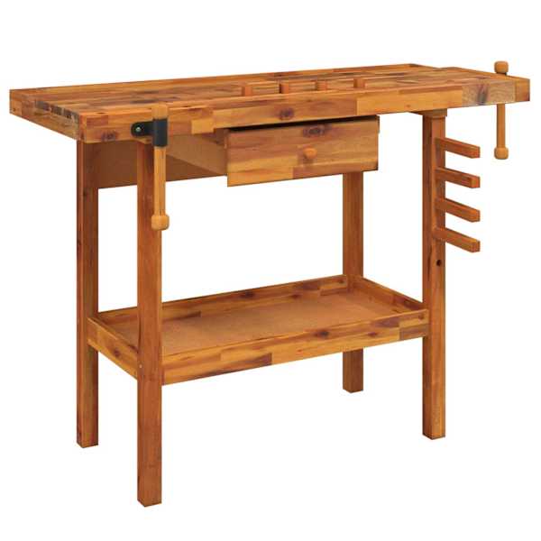 Töölaud sahtli ja kruustangidega 124 × 52 × 83 cm, täispuidust akaatsia