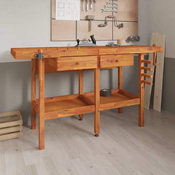 Töölaud sahtlite ja kruustangidega, 162 × 62 × 83 cm, akaatsiapuit