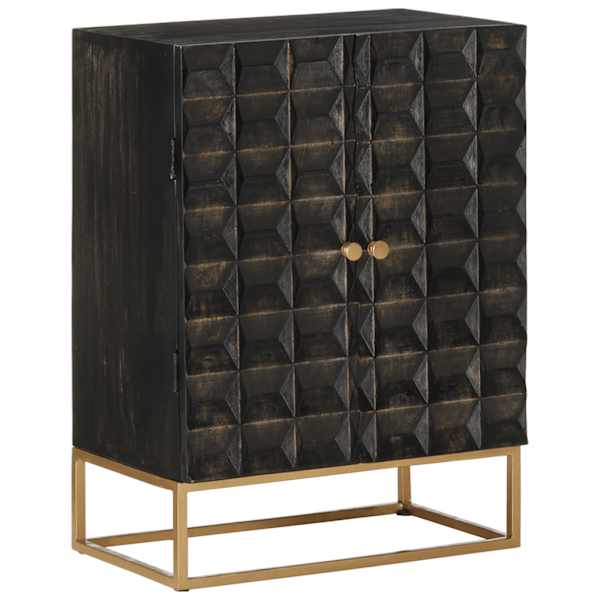 Puhvetkapp, must, 55 × 34 × 75 cm, mangopuit ja raud