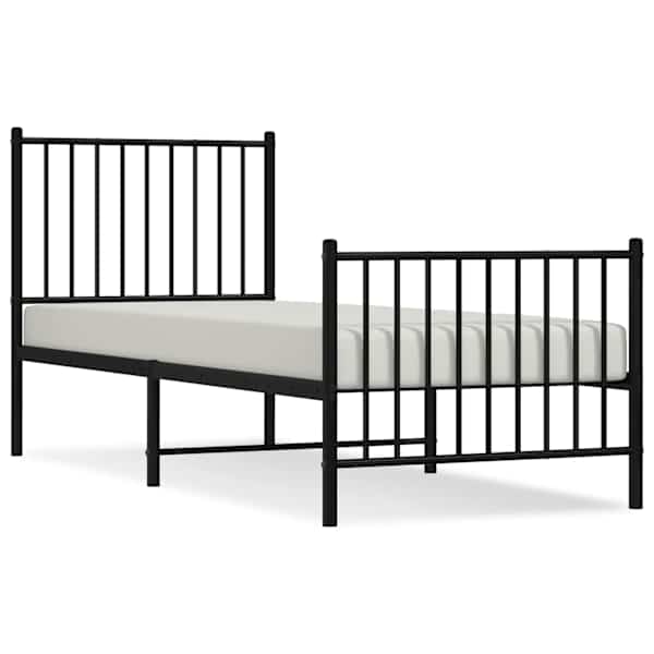 Voodiraam, must, 75 × 190 cm, metall — mudel 350872