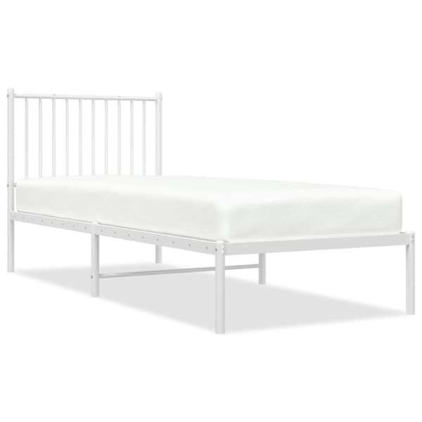 Voodiraam peatsiga, valge, 80 × 200 cm, metall — mudel 350922