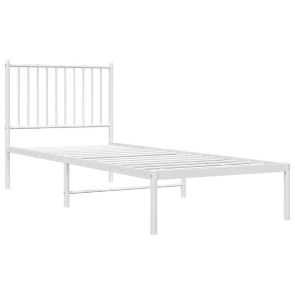 Voodiraam peatsiga, valge, 80 × 200 cm, metall — mudel 350922