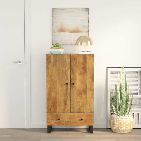 Sahtliga kõrge kapp, 60 × 33 × 100 cm, mangopuit ja raud