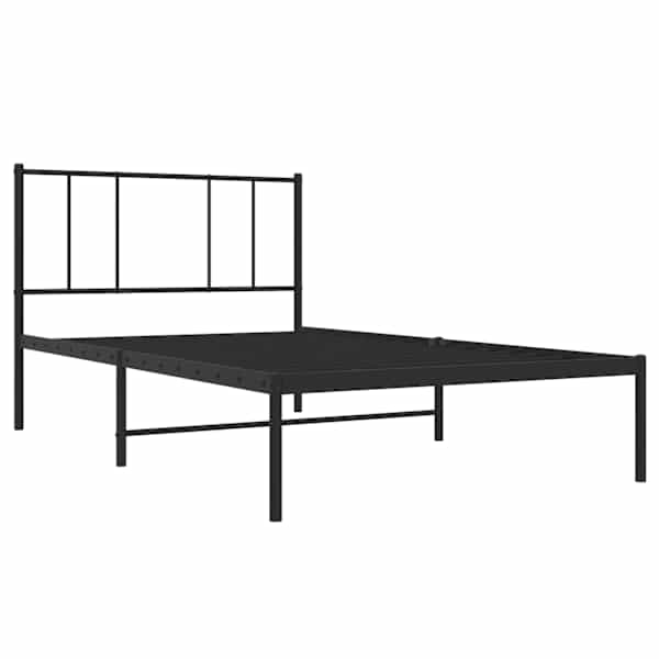 Voodiraam peatsiga, must, 90 × 190 cm, metall — mudel 352472