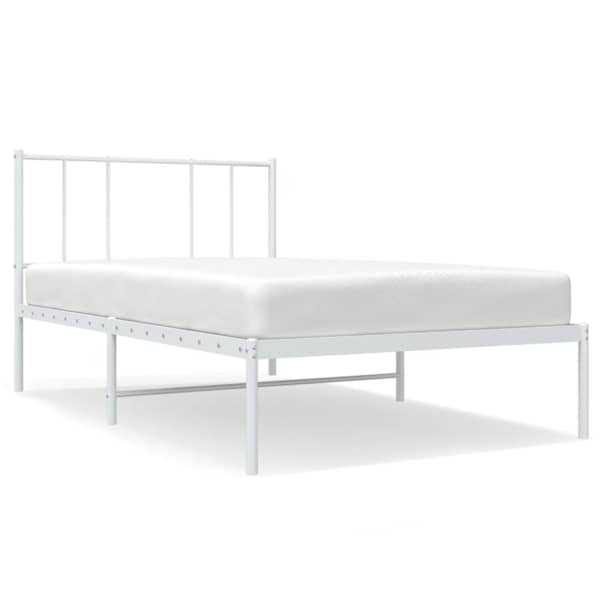 Voodiraam peatsiga, valge, 80 × 200 cm, metall — mudel 352520