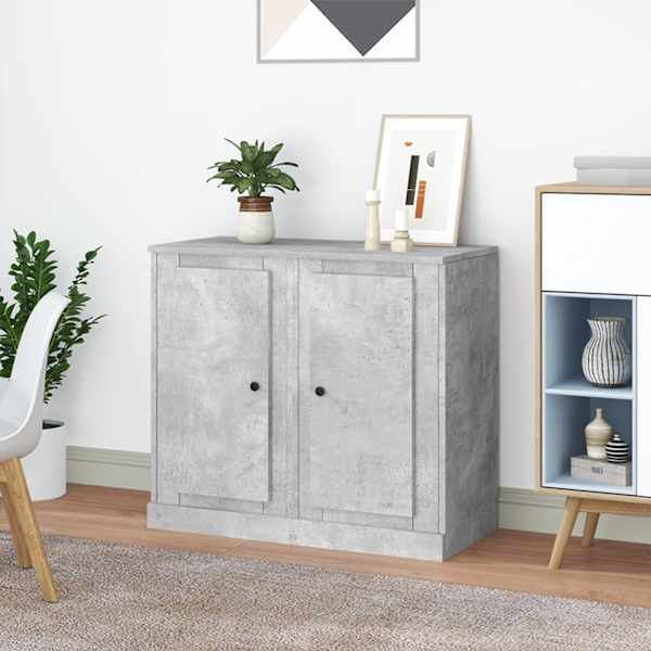 Puhvetkapid 2 tk, betoonhall, 37,5 × 35,5 × 67,5 cm, tehispuit