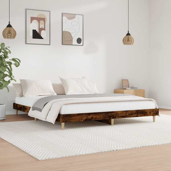 Voodiraam peatsiga, suitsutatud tamm, 140 × 200 cm — mudel 832042