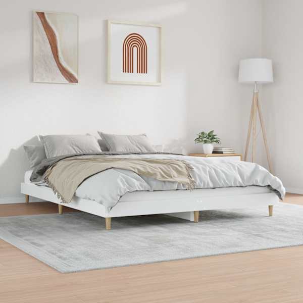Voodiraam, valge, 120 × 200 cm, tehispuit — mudel 832045