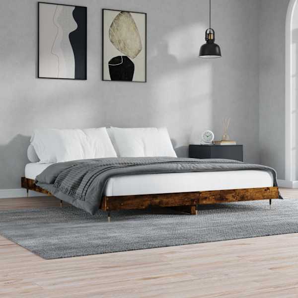 Voodiraam peatsiga, suitsutatud tamm, 120 × 200 cm — mudel 832154