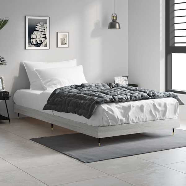 Voodiraam, hall sonoma tamm, 100 × 200 cm, tehispuit — mudel 832163