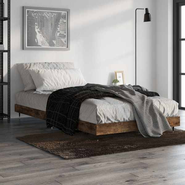 Voodiraam peatsiga, suitsutatud tamm, 90 × 190 cm — mudel 832202