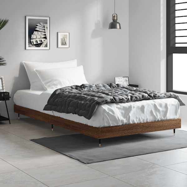 Voodiraam peatsiga, pruun tamm, 90 × 190 cm — mudel 832204
