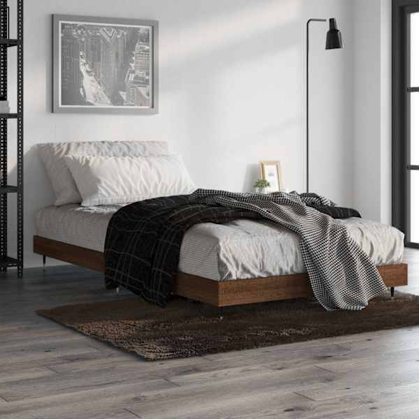 Voodiraam peatsiga, pruun tamm, 90 × 190 cm — mudel 832204