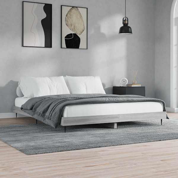 Voodiraam, hall sonoma tamm, 160 × 200 cm, tehispuit — mudel 832235