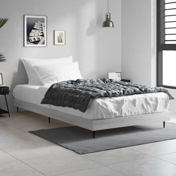 Voodiraam, hall sonoma tamm, 100 × 200 cm, tehispuit — mudel 832267