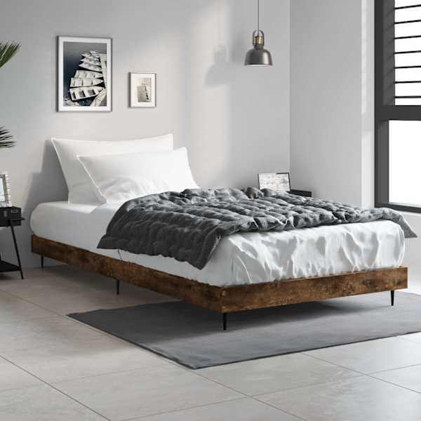 Voodiraam peatsiga, suitsutatud tamm, 90 × 200 cm — mudel 832274