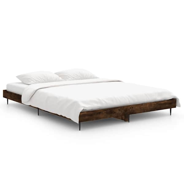 Voodiraam peatsiga, suitsutatud tamm, 140 × 190 cm — mudel 832282