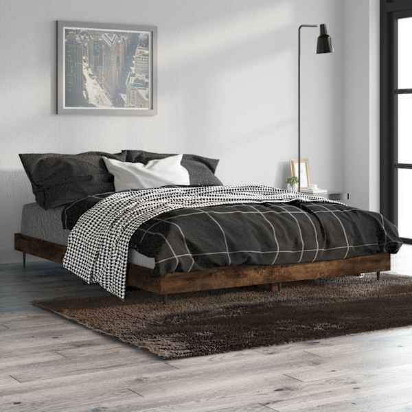 Voodiraam peatsiga, suitsutatud tamm, 140 × 190 cm — mudel 832282