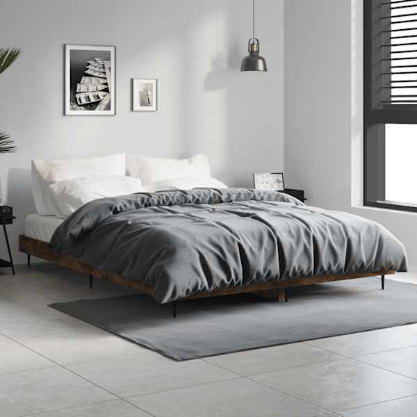 Voodiraam peatsiga, suitsutatud tamm, 140 × 190 cm — mudel 832282