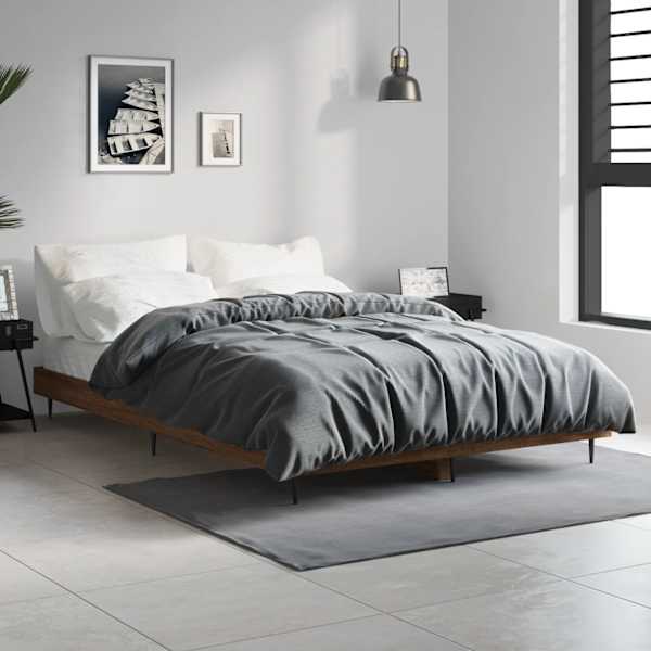 Voodiraam peatsiga, pruun tamm, 120 × 190 cm — mudel 832300