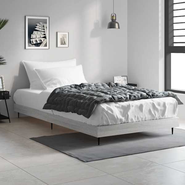 Voodiraam, hall sonoma tamm, 90 × 190 cm, tehispuit — mudel 832307