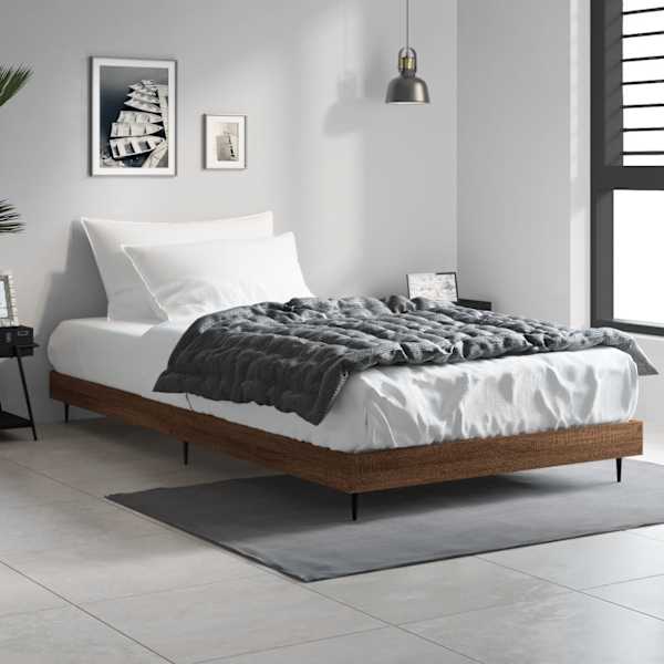 Voodiraam peatsiga, pruun tamm, 90 × 190 cm — mudel 832308