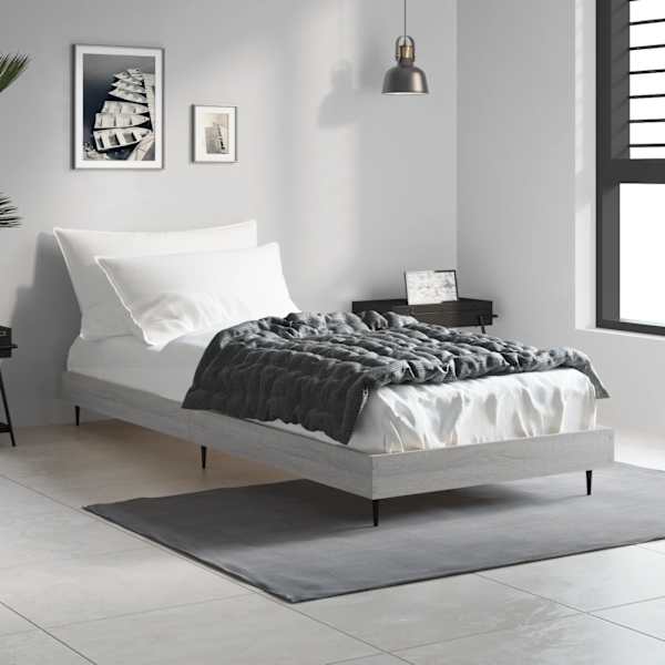 Voodiraam, hall sonoma tamm, 75 × 190 cm, tehispuit — mudel 832315